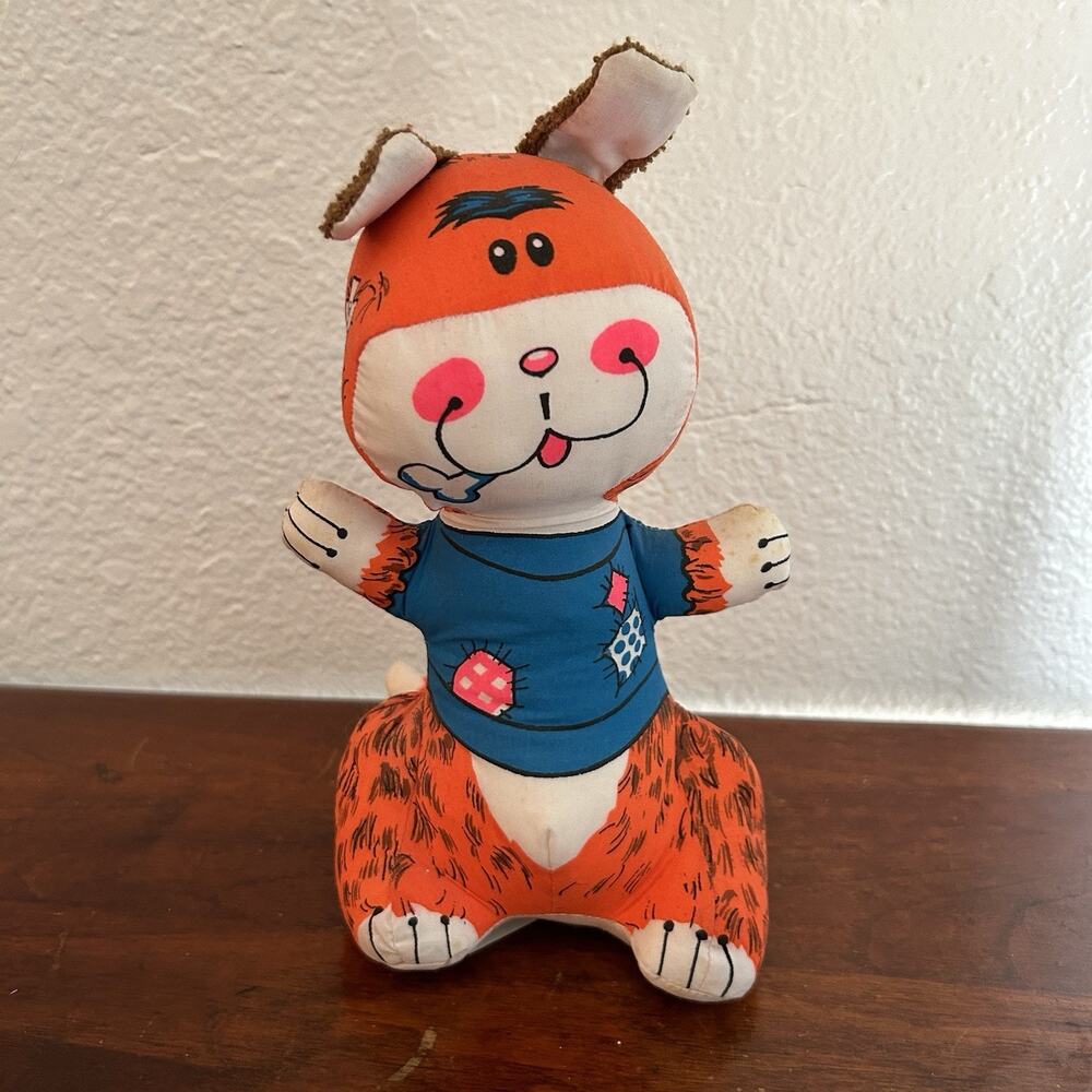 RARE! 1974 Gabriel Patches McGee Soft Stuffed Bonebury Dog/Puppy 8”
